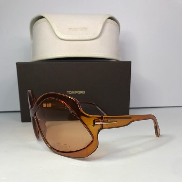 💯 - New Authentic Tom Ford Brown Oversized Ladies Sunglasses FT0903 48E 68. - Picture 6 of 14